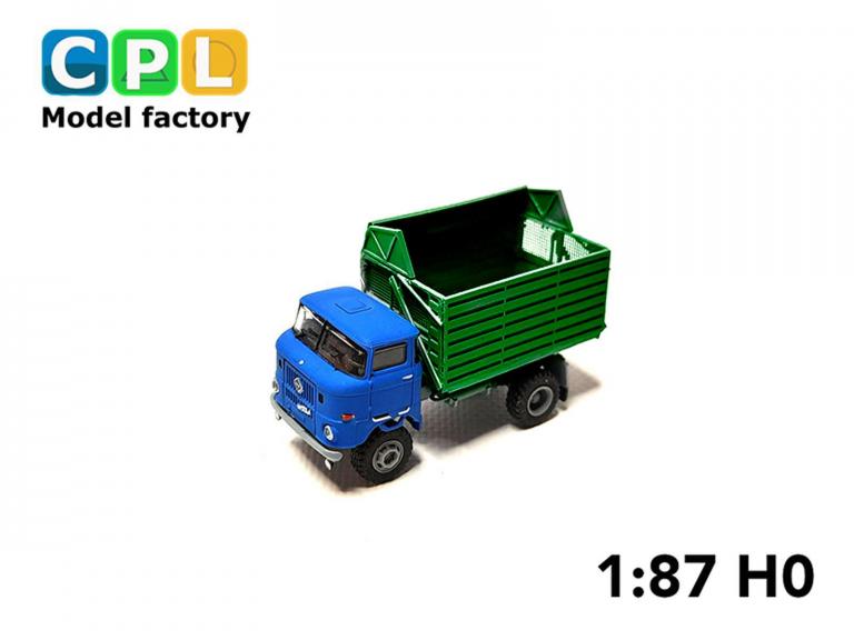 Preview: IFA W50LA ND mit Schwerhäckselaufbau SHA16 Oschatz Var. 3 blau gruen